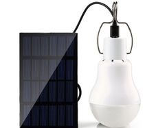 Solar Panel 15W 130LM USB Rechargeable Led Lamp Portable Bulb Light Camping Camper Van