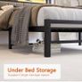 Double Bed Frame with Storage and LED Lights,4ft6 Metal Platform Bed Frame Double Size Bed Base with Charging Station,Mattress Base,Strong Slats Support,Under-bed Storage,Noise Free,Grey Image 3