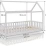 Children's Bed 90 x 200 cm Floor Bed with Fall Protection and Slatted Frame for Children Children's Beds for Girls and Boys Solid Pine Wood in White Image 2