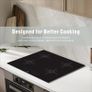 Induction Hob 60cm, 4 Zone Electric Cooktop, 7000W Built In Hob, Hardwired Installation No Plug, Touch Control, Booster, Timer, Child Lock, Auto Shut-Off, Black Glass  Star Burst Zone Design Image 7