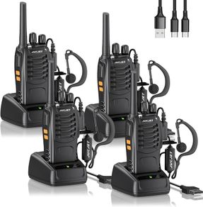 (FREE SHIPPING) Walkie Talkies 2023 Upgraded 88E Walkie Talkie Long Range for Adults with Earpieces, 16 Channel Handheld 2 Way Radio Rechargeable with Flashlight Li-ion Battery and Charger