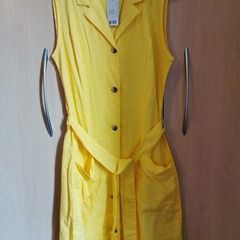 BNWT - Yellow linen & cotton mix dress UK 10