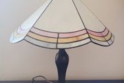 Vintage 70s tiffany style table lamp with glass shade