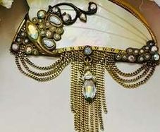 Rare Vintage MARENA W. Germany Art Deco Revival Mother of Pearl & AB Crystal Waterfall Statement Pen