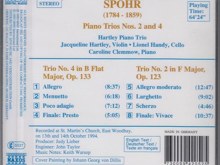 Spohr. Piano Trios Nos 2 and 4. CD. Free Postage!