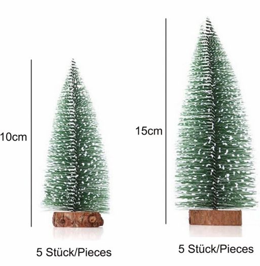 10 Pcs Artificial Frosted Sisal Trees Bottle Brush Trees with Wood Base Artificial Frosted Sisal Trees DIY Crafts Mini Pine Tree Christmas Miniature Ornaments for Xmas Home (FREE POSTAGE)