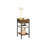 Set of 2 Vintage Brown & Black Bedside Tables with Drawer & Shelves Image 3