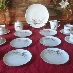21 Piece Winterling Bavaria Harvest Gold Gilt Porcelain Tea Set Made In Germany
