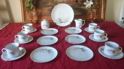 21 Piece Winterling Bavaria Harvest Gold Gilt Porcelain Tea Set Made In Germany