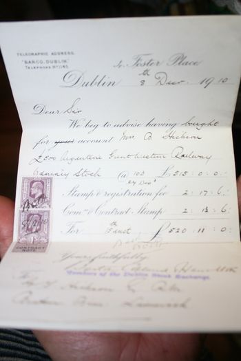 Antique Share Certificate Receipt Dublin 1910