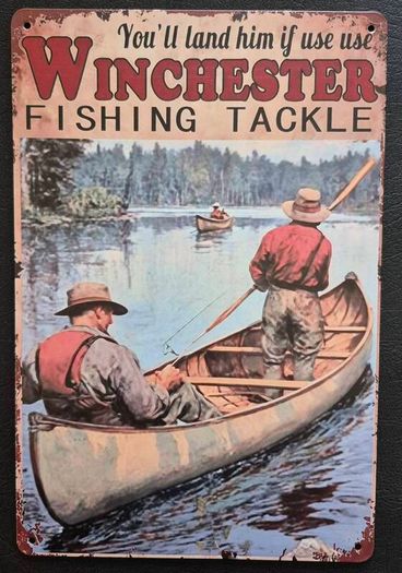 Winchester fishing tackle, vintage style metal sign .