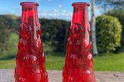 1960s  retro red bubble glass vases