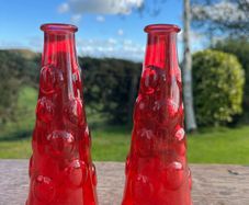 1960s  retro red bubble glass vases