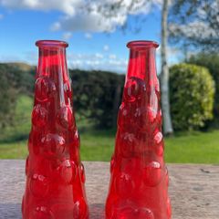 1960s  retro red bubble glass vases
