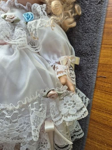Vintage Irish Porcelain Doll with Flower Wreath and Pinwheel Vintage