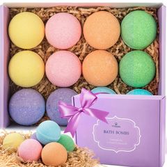 Bath Bombs Gift Set, TTRwin 12 Fizzy Bubble Bath Bath Bombs, Organic Natural Vegan Spa Bath Bomb Kit with Different Organic Essential Oils, Birthday Gift idea for Her, Girl , Men, Kids (FREE POSTAGE)