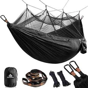 NEW SALE | Travel Bug Net Camping Hammock | 300kg Load Capacity,| 2 x Premium Carabiners,4 x Nylon Slings Included | For Outdoor Indoor Garden