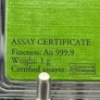 1gram Fine 9999 Gold Bullion Green Valcambi Bar. Image 4