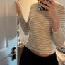 Zara long sleeve tshirt size S cream black stripe print Image 2