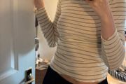 Zara long sleeve stripe tshirt size S cream black