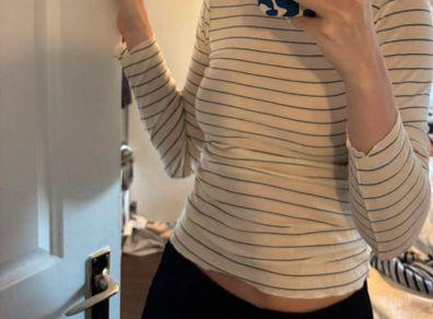 Zara long sleeve stripe tshirt size S cream black