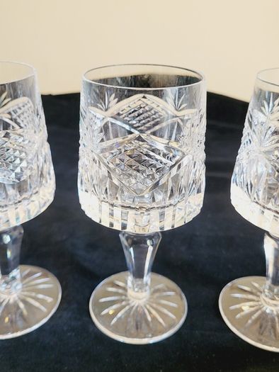 Vintage Tyrone Crystal Coleen Wine Glasses Signed Irish Cut Glass Set of 3