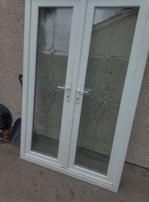Double doors for patio. White PVC. Perfect condition size in pictures