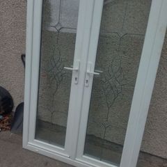 Double doors for patio. White PVC. Perfect condition size in pictures