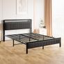 King Size Bed Frame with Storage Upholstered Headboard Shelf,5ft Metal King Bed Frame with Storage Image 8
