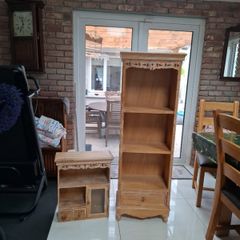 Limed oak shelves and matching wall cabinet / unit