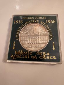 Easter Rising Commemorative Silver Medallion 1916 1966. In Case Of Issue. 33.5 Grms Approx. 0.925 Silver Made By O Connor, Jewellers Dublin.