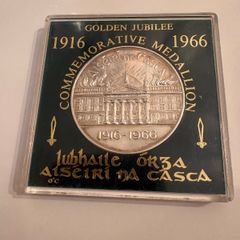 Easter Rising Commemorative Silver Medallion 1916 1966. In Case Of Issue. 33.5 Grms Approx. 0.925 Silver Made By O Connor, Jewellers Dublin.
