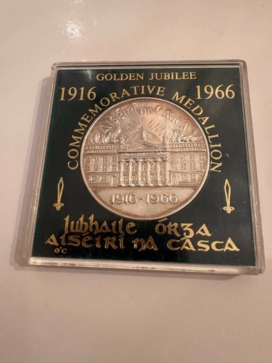 Easter Rising Commemorative Silver Medallion 1916 1966. In Case Of Issue. 33.5 Grms Approx. 0.925 Silver Made By O Connor, Jewellers Dublin.
