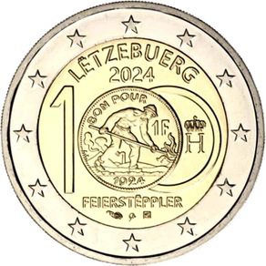 Luxembourg 2 Euro Commemorative Coin 2024 - Introduction of the Franc Coins. Uncirculated.