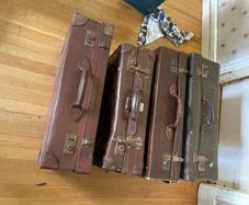 Vintage leather hardback suitcases