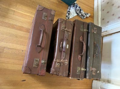 Vintage leather hardback suitcases