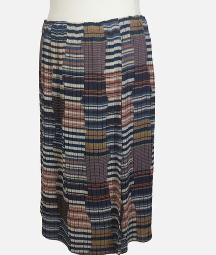 Zara Ladies Multi Brown Orange Green Pleated Chiffon Side Wrap Skirt M Uk 12 Including Postage