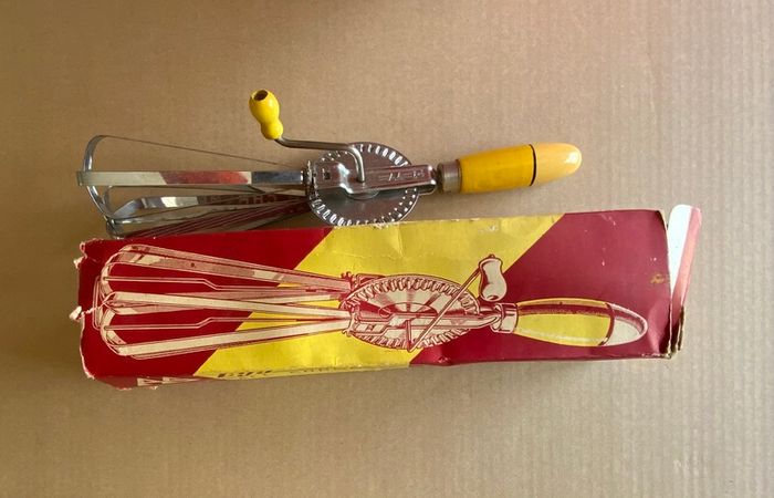 Vintage French Whisk Egg Beater with Original Box