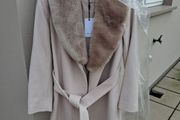 Reiss Long Wool Coat - Removable Faux Fur Collar - UK 10 BNWT RRP 475