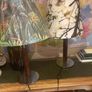 Will sell separately- Solid Dark Wood Pillar Lamp ( with chrome base ) with a lovely green floral / foliage brand new shade - And K Amsterdam Image 7