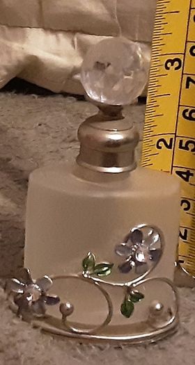 Nice glass and white metal perfume bottle