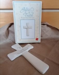 First Holy Communion Porcelain Bisque Cross - Wall Plaque