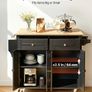 Black Kitchen Island Cart with Wooden Top, 4-Door Storage Cabinet, Drawers & Wheels Image 2