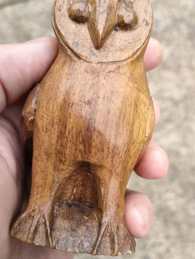 Hardwood carved Tawny owls