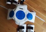 Taekwando protective gear - child. Arm guards, shin and foot guards, chest guard and head gear.