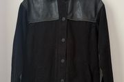 ZARA Black Cord Faux Leather Detail Shirt Jacket With Pockets Size Xs!