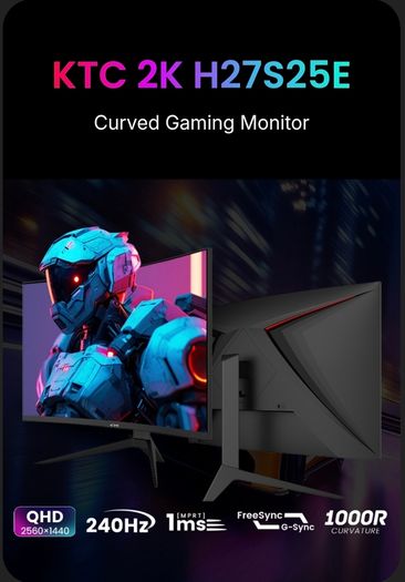 1440p 240Hz Curved 1ms HDR10 27" inch Gaming Monitor