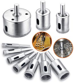 Diamond Drill Bit, Hole Saw Drill Bits Tools Set for Glass/Tile/Ceramic/Marble/Porcelain Cutting, Hollow Core Drill Bits Cutter with Diamond Coating, Carbon Steel 8mm-50mm 10 PCS