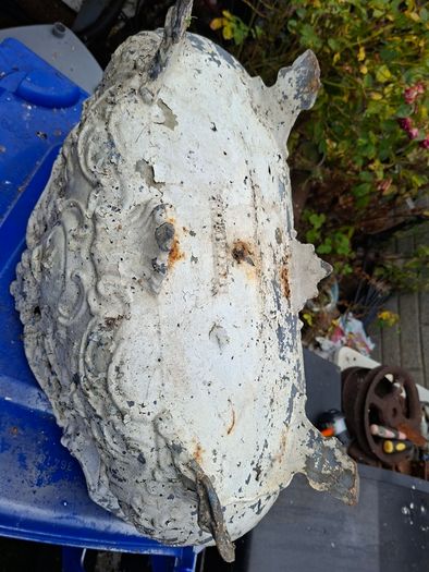 Very Large Heavy Antique French Cast Iron Outdoor Planter, featuring ornate Rococo or Louis XV style decorations, organic scrolls, and swags Luxury Flower Holder of its time