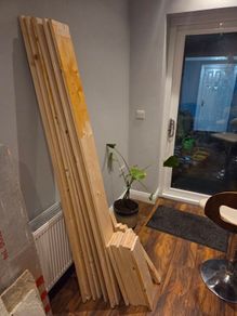 Bundle of pine timber for DIY projects